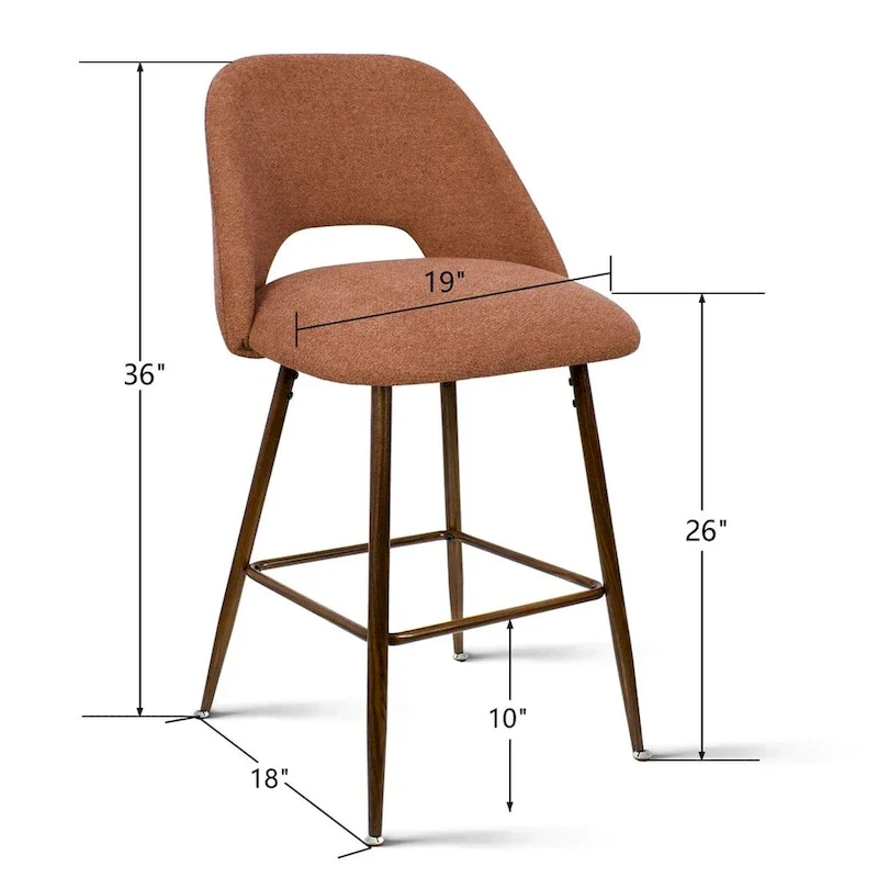 Upholstered Modern Bar Stool Walnut Leg