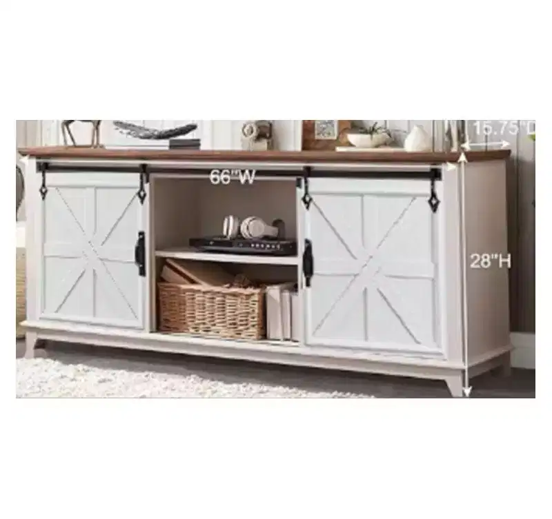 Barn Door TV Stand with Cross Pattern (MDF