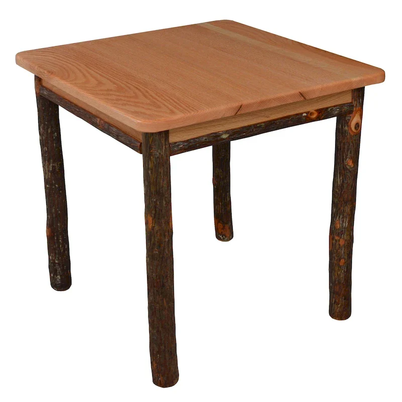 Hickory Log Solid Wood End Table