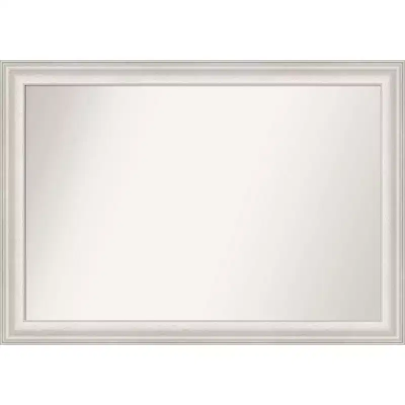 41" x 29" Non-Beveled Trio White Wash Silver Bathroom Wall Mirror - Amanti Art