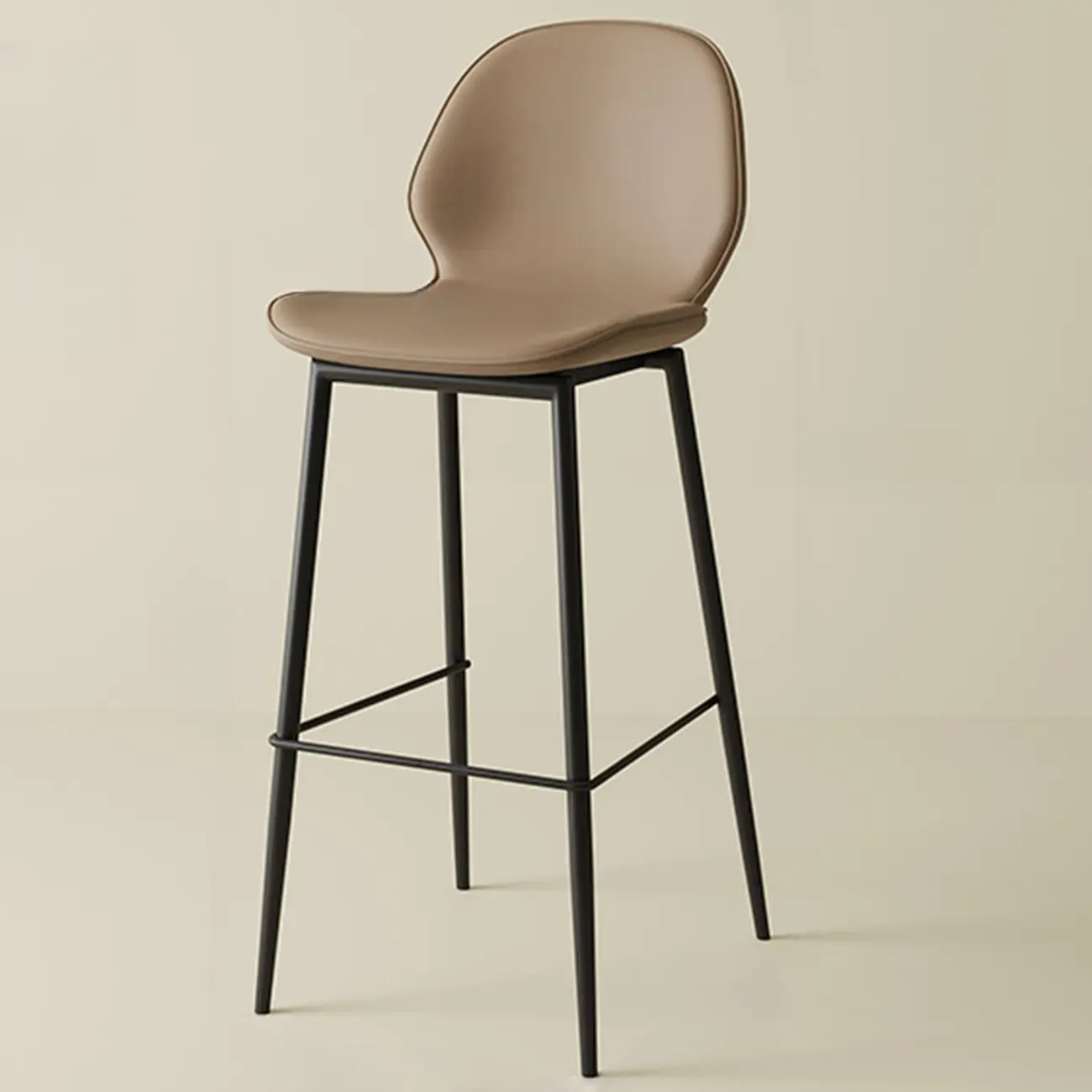 Saddle Orange Low Back Leather Bar Stools