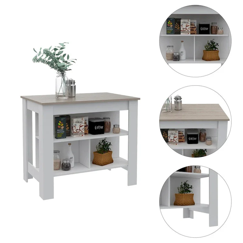 Rockaway 3-Shelf Kitchen Island Dark Brown and Onix