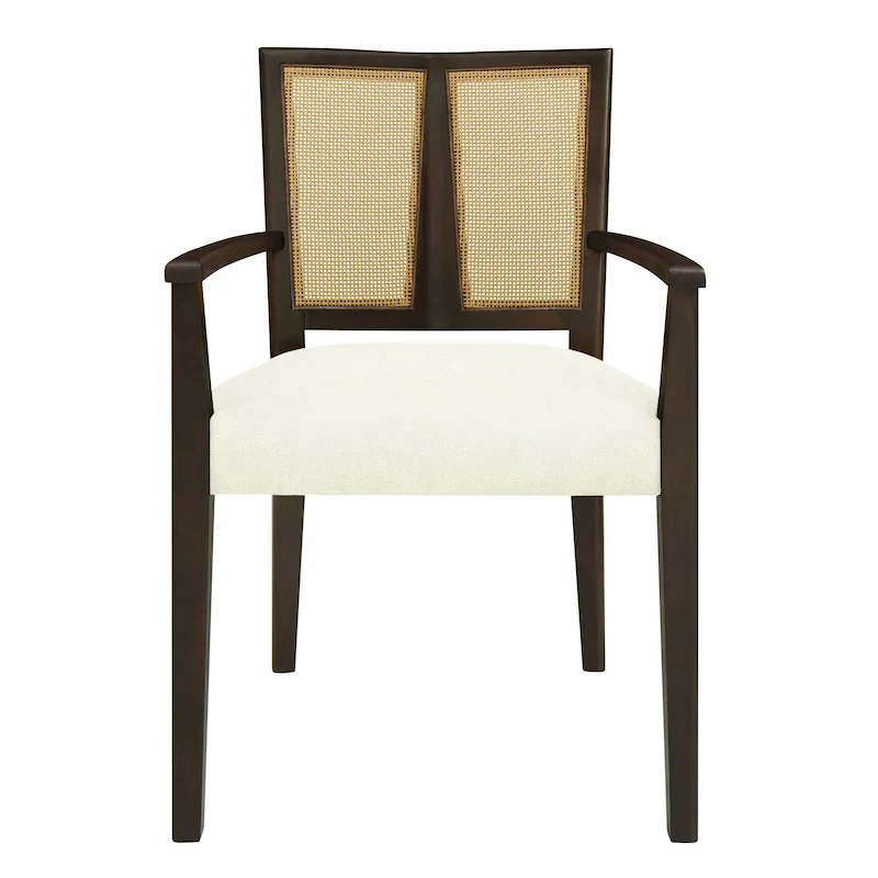 Christopher Knight Home - Harrison Mid-Century Upholstered Arm Dining Chair Set of 2 with Rattan Back
