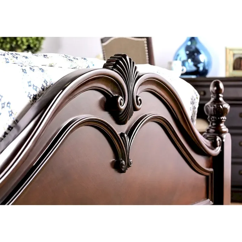 Furniture of America Diva Cherry Solid Wood Four Poster Bed