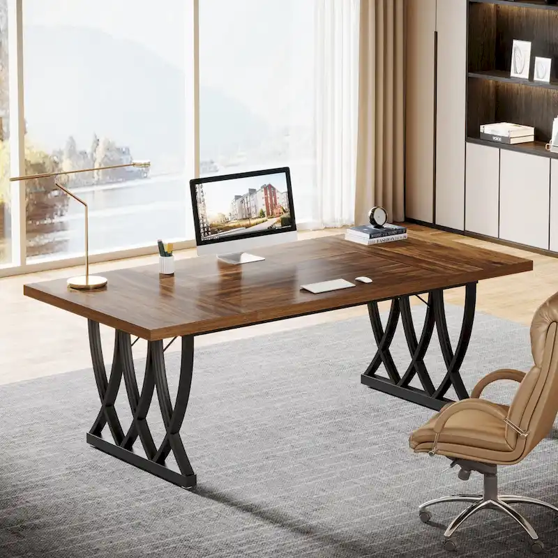 71 Wood Metal Home Office Executive Computer Desk Writing Table