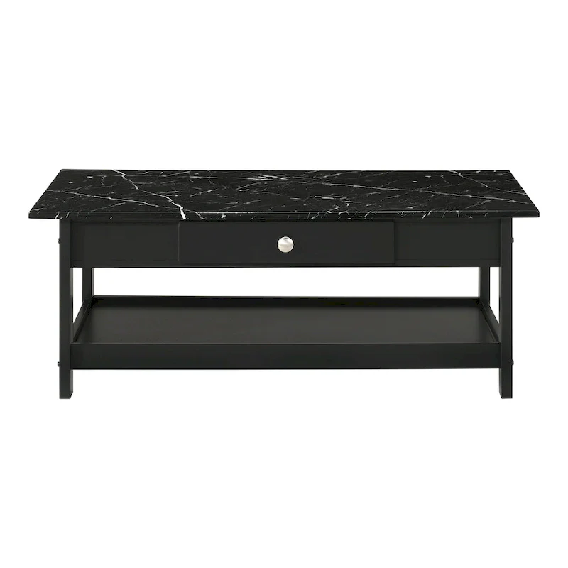 Transitional Rubberwood Coffee Table and End Table with Drawer