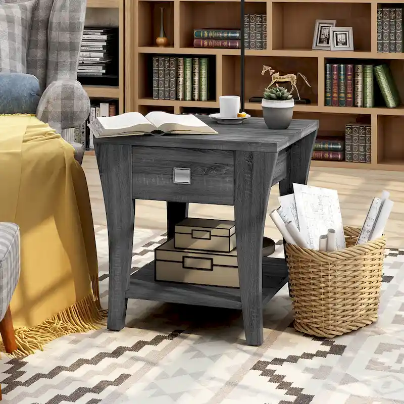 Modern gray trumpet-shaped storage side table