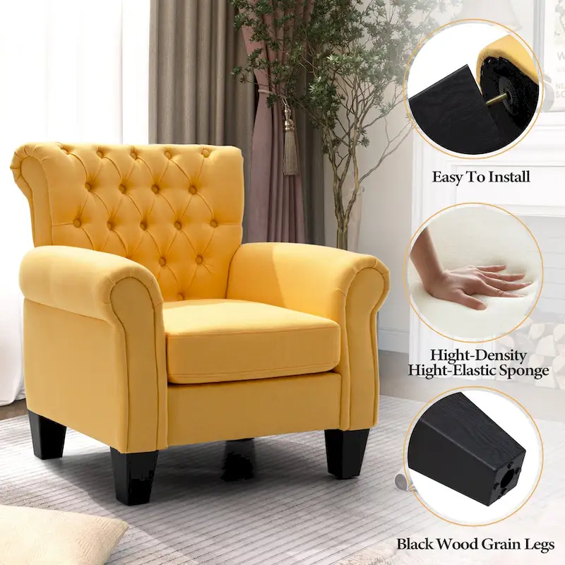 Accent Club Chair with Arms and Padded Seat