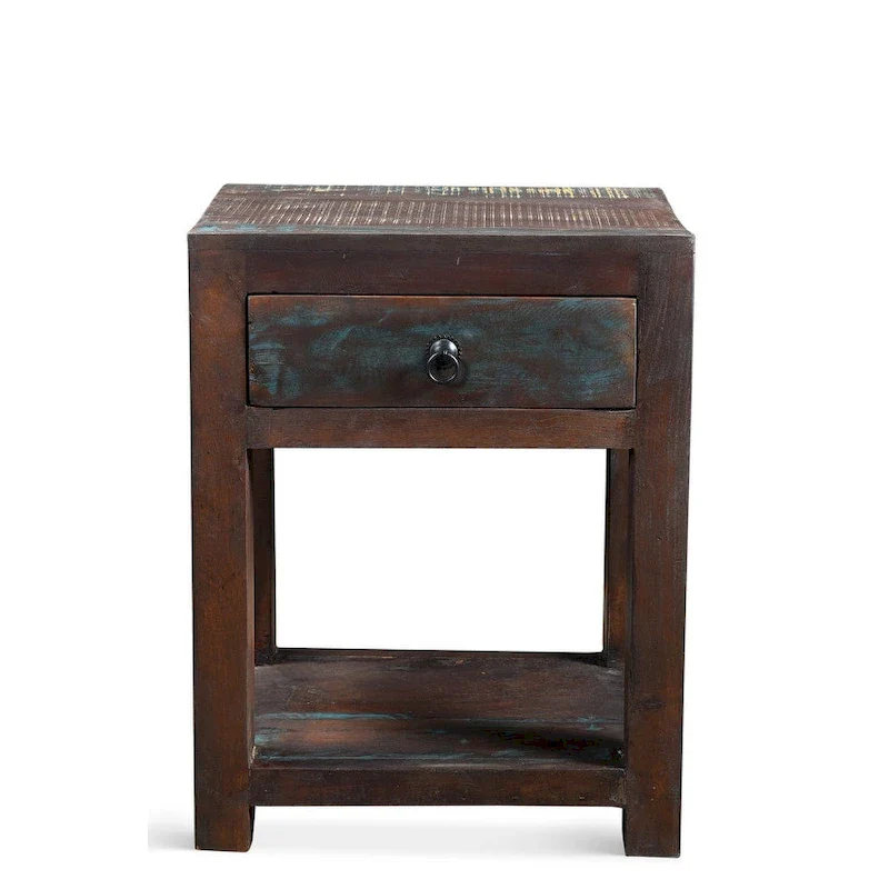 Handmade Reclaimed Wood Side Table (India)