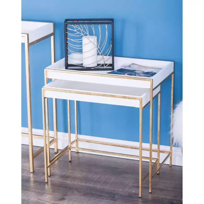 Set of 2 Contemporary Metal Console Tables Gold - Olivia & May