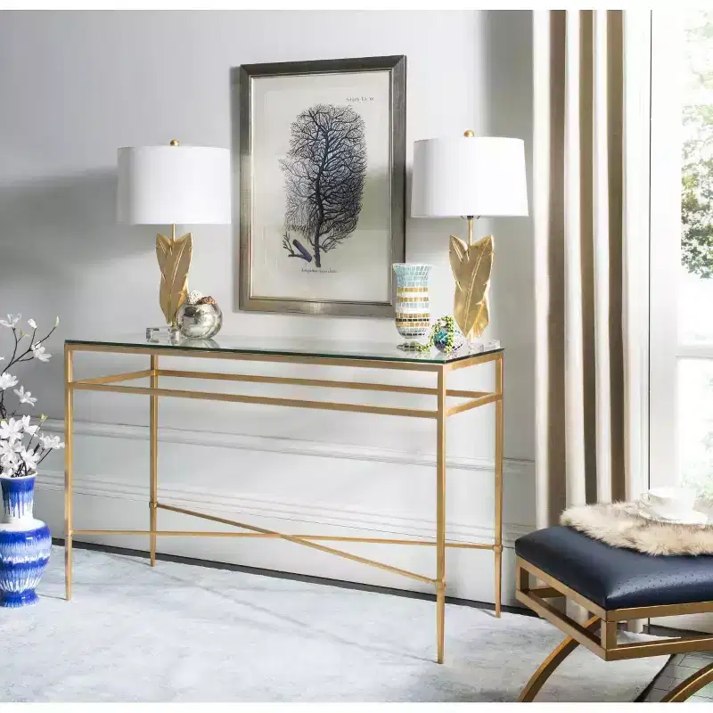Baumgarten Console Table - AMH8305A - Gold - Safavieh Couture
