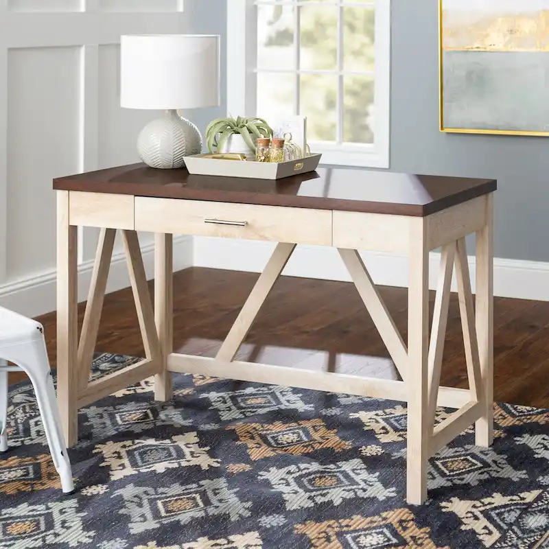 Paradise Hill A-Frame Writing Desk with Center Drawer – MDF & Laminate