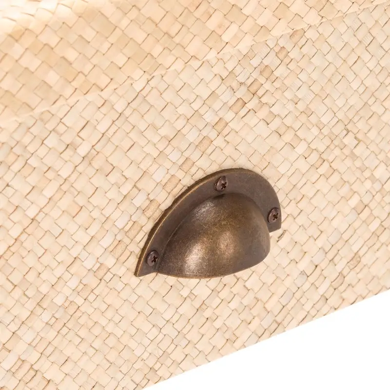 SAFAVIEH Iza Light Natural Raffia/ Gold Console Table - 31 W x 14 L x 30 H - 31Wx14Dx30H