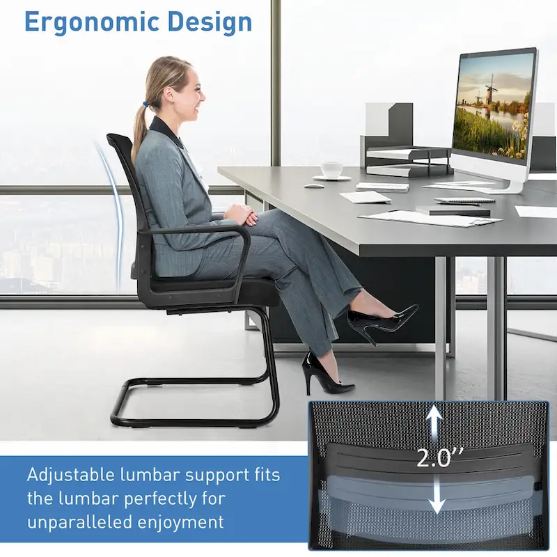 Gymax Set of 8 Conference Chairs Mesh Reception Office Guest Chairs w/