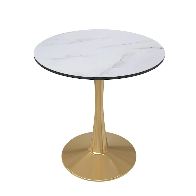 Bristol 24   Round Dining Table for 4 with MDF Tabletop in Gold Steel Base for Kitchen & Dining Room