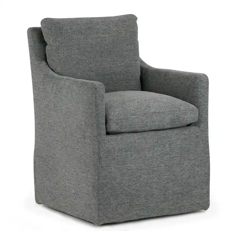 Gray Fabric Accent Chair with Down Feather Cushion