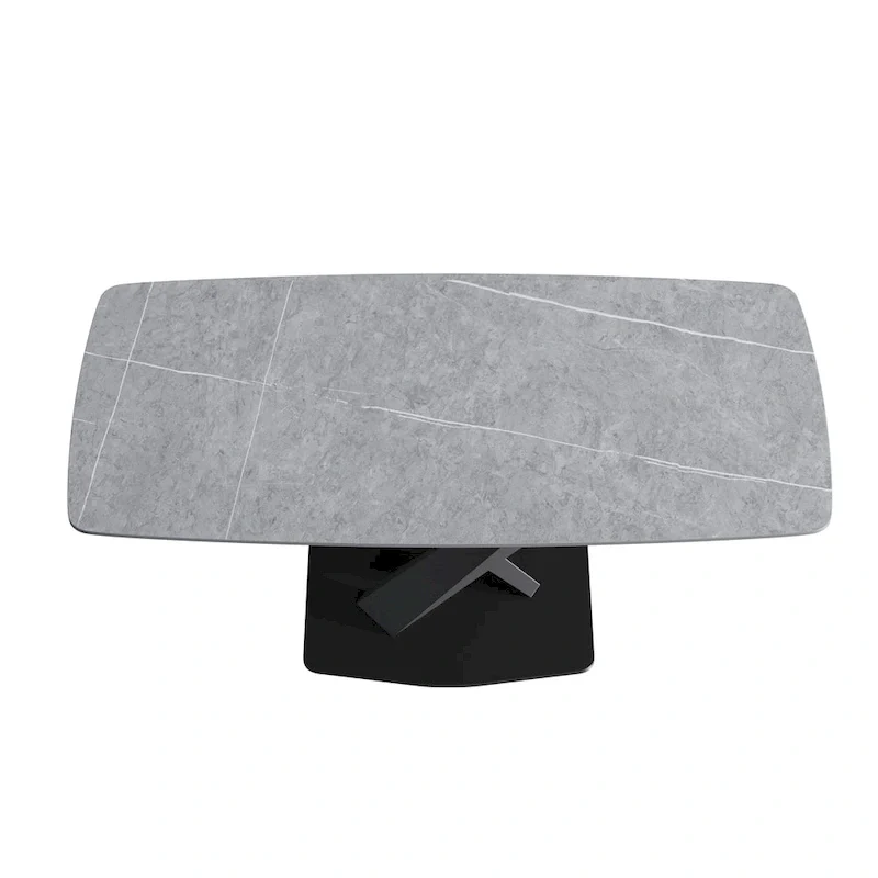 71  Modern Dining Table with Slate Stone Top and Metal Legs, Marble Dining Table