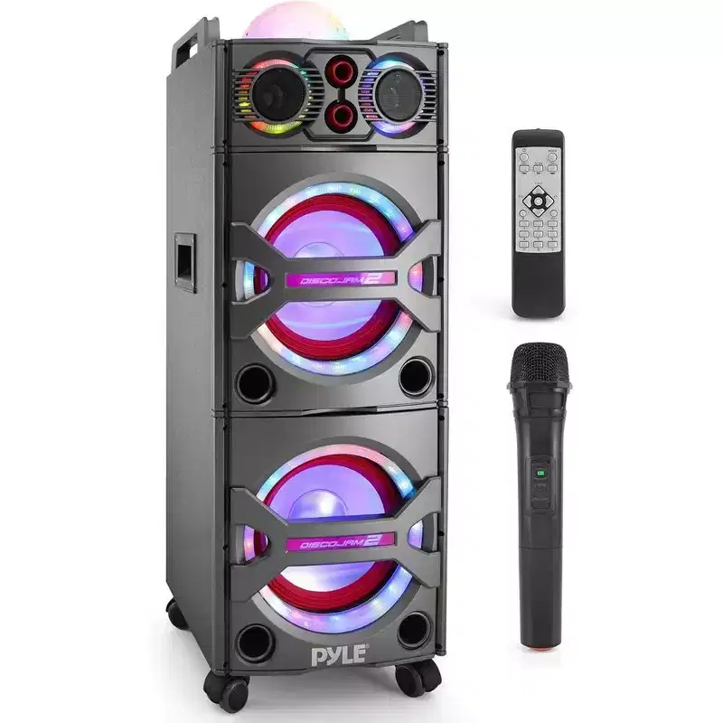Pyle 10 Bluetooth PA Loudspeaker PSUFM1043BT - Wireless Microphone, LED Lights, 2000W