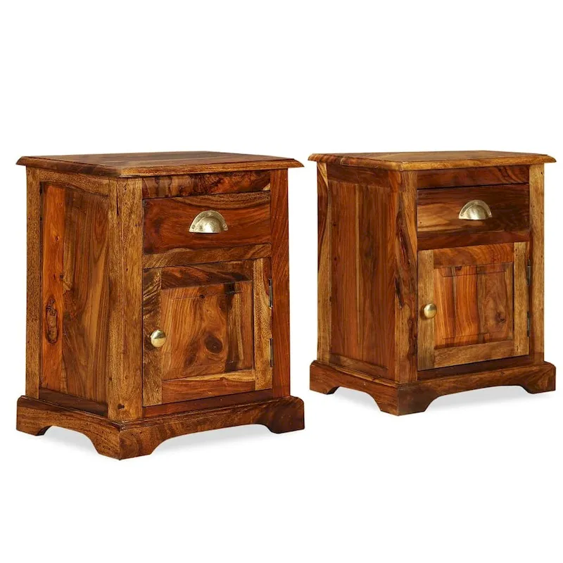 vidaXL Bedside Cabinet 2 pcs 15.8x11.8x19.7 Solid Sheesham Wood