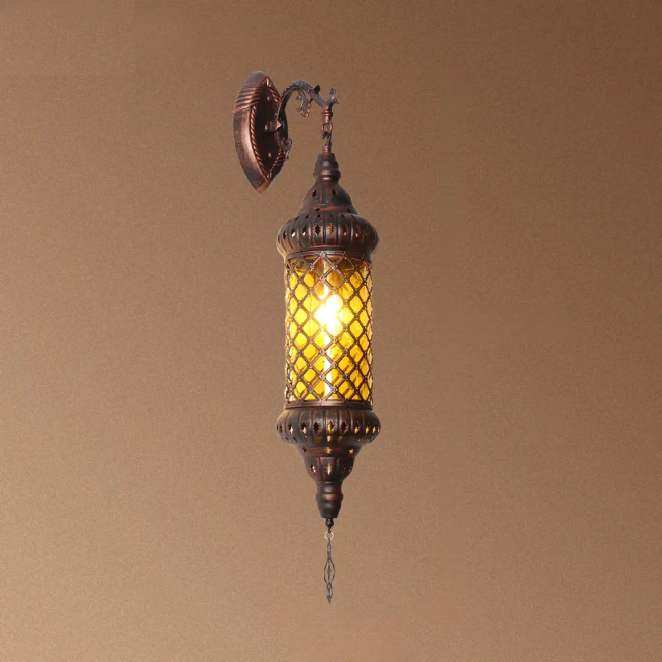 Mid-Century Vintage Metal and Glass Rust Wall Sconce