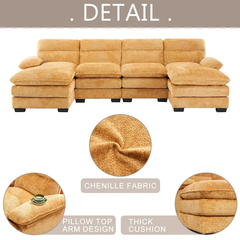 U-Shaped Chenille Sofa