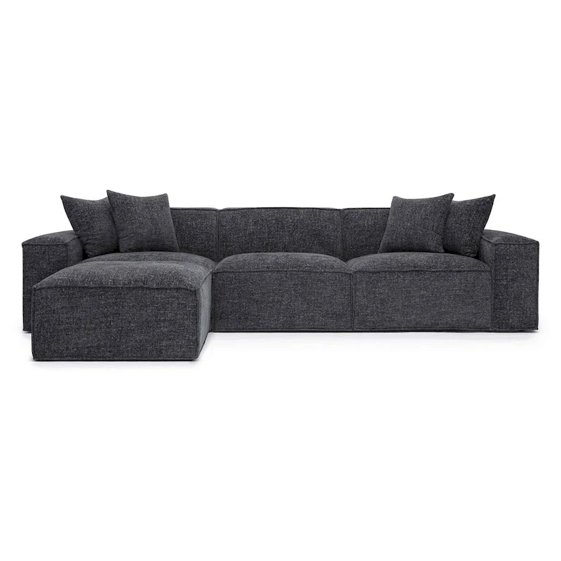 Chenille Basketweave Modular Sectional Sofa - Cream/Charcoal/Taupe - 4-6 Seater