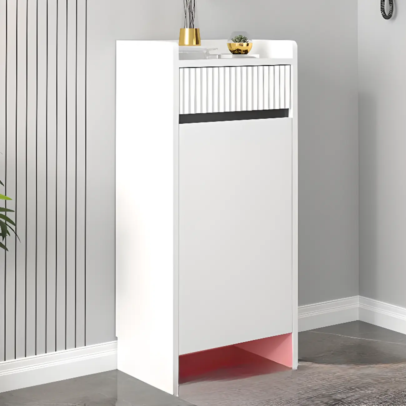 Modern Wood Shoe Cabinet with Drawer and Shelves