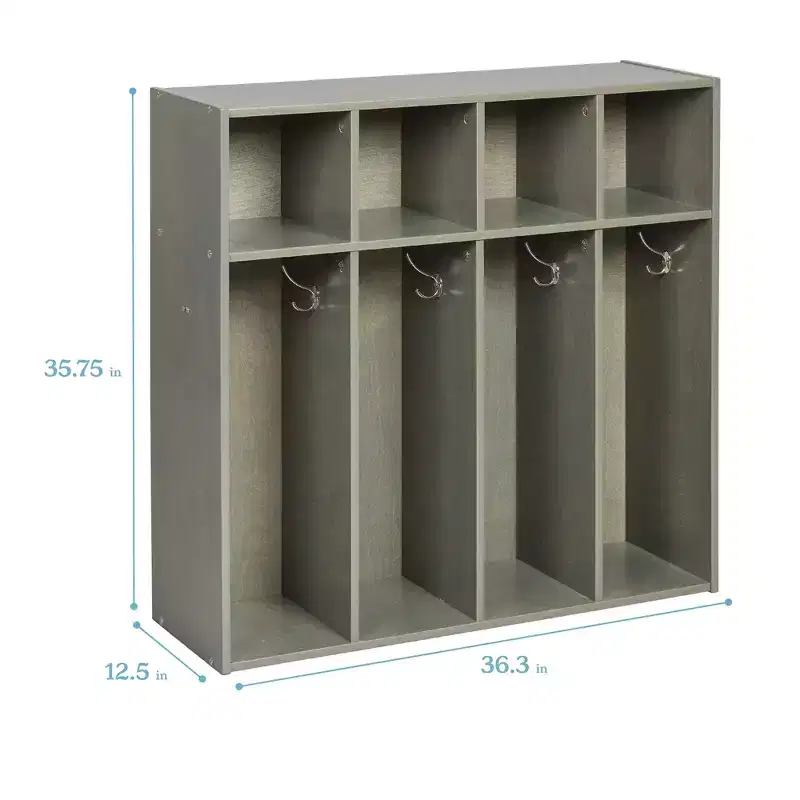 ECR4Kids Streamline 4-Section Toddler Coat Locker with Cubby Storage, Kids Furniture