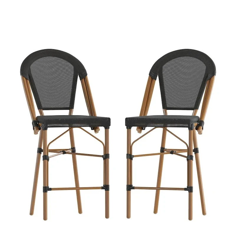 2PK Stacking Bistro Chair with Metal Frame & PE Seat