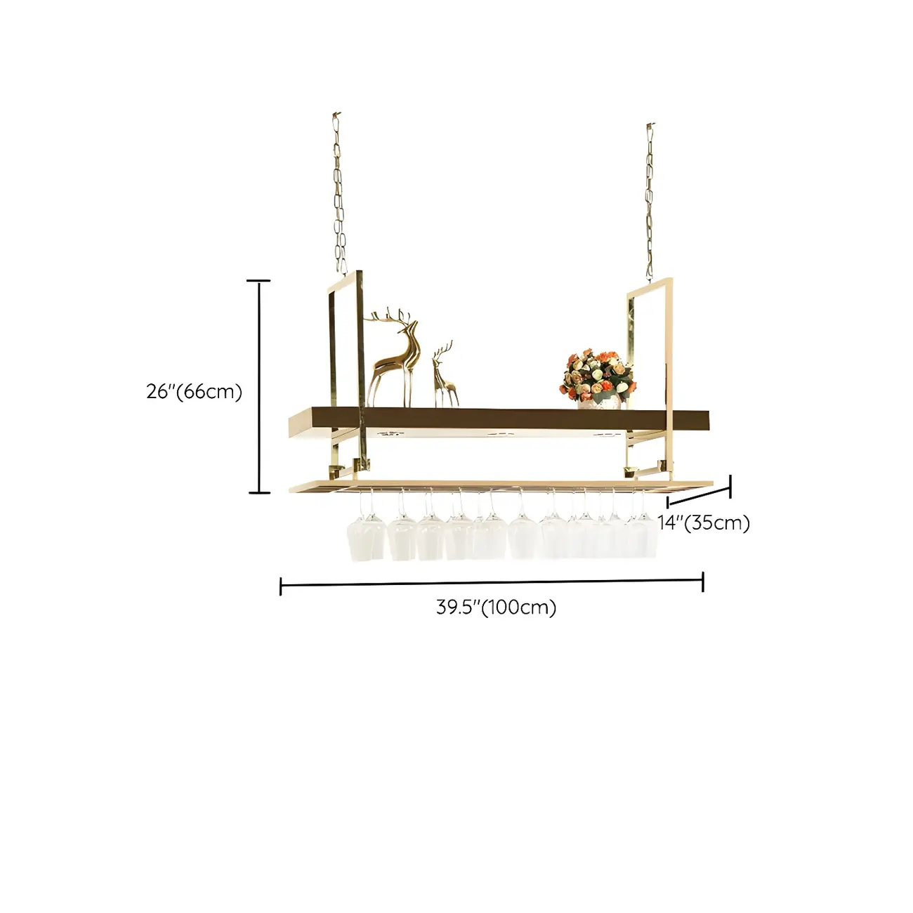 Glam Gold Metal Hanging Wine Glass Rack