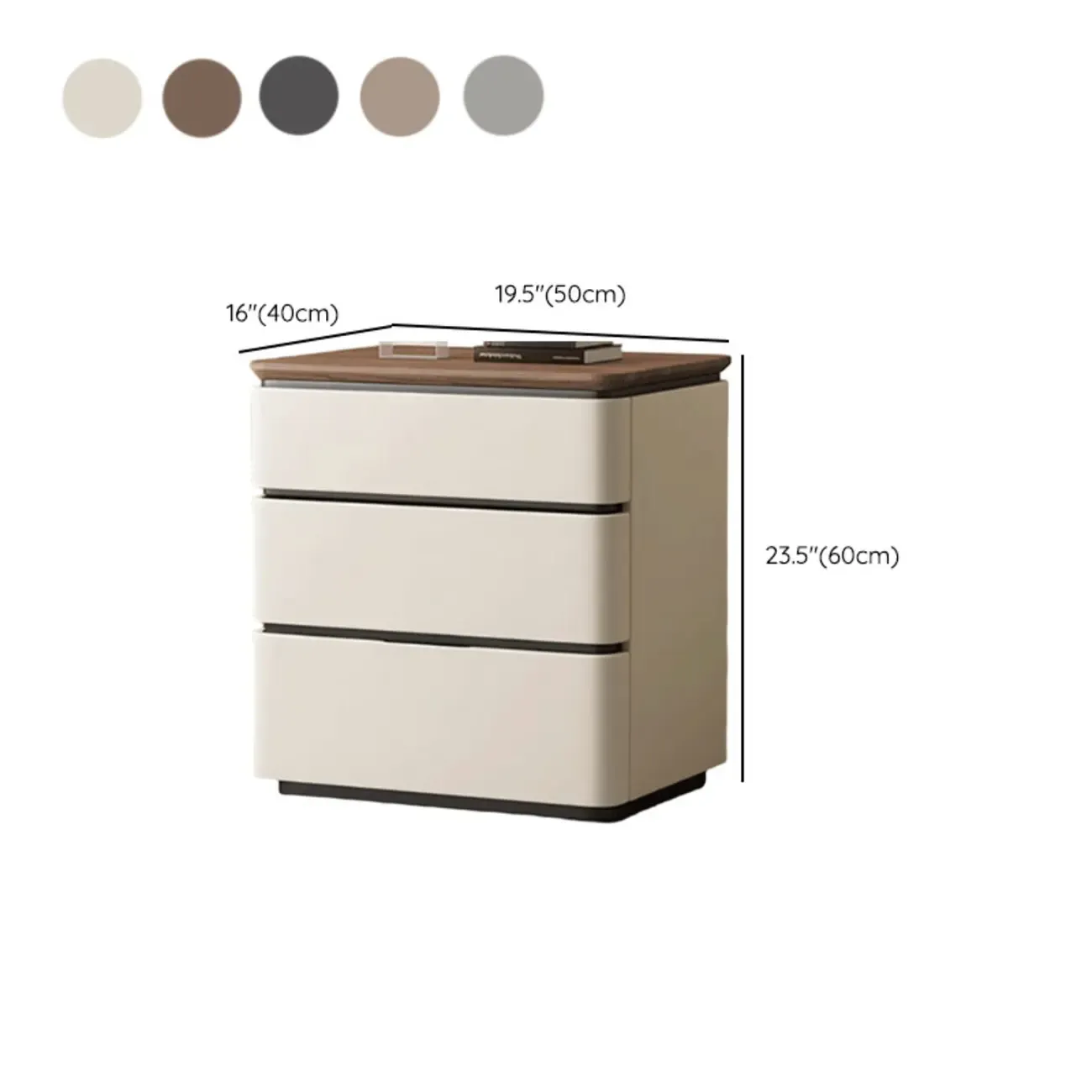 Elegant Modern Wood Three-Drawer Nightstand