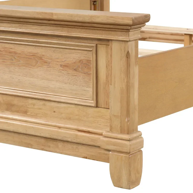 Furniture of America Wellington Farmhouse Natural Oak Solid Wood Panel Bed