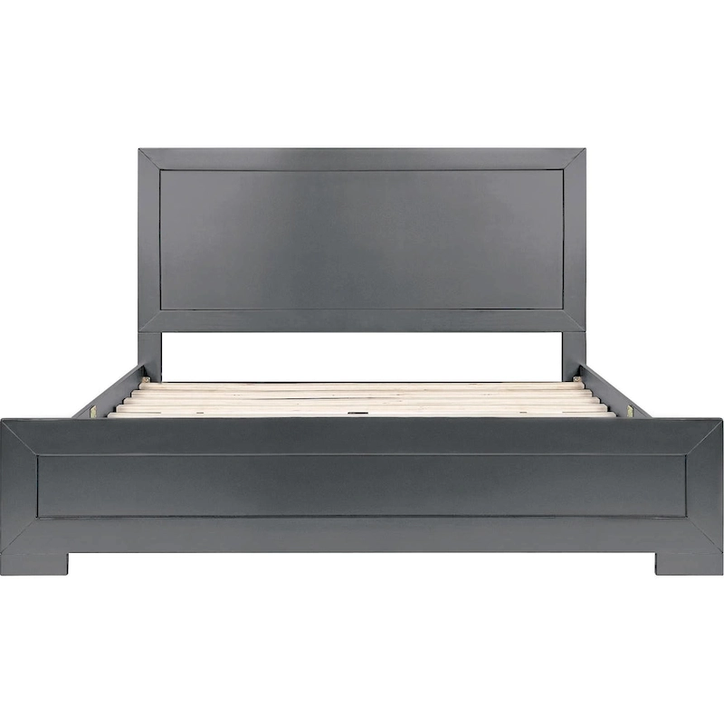 HomeRoots Gray Inlaid Panels Wood Queen Bed Frame