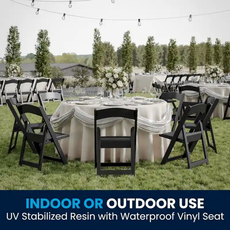 Lightweight Resin Folding Chairs with Vinyl Seats (Set of 4)