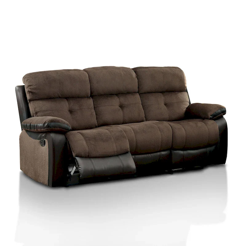 Ferg Transitional Brown Champion Fabric Reclining Sofa by