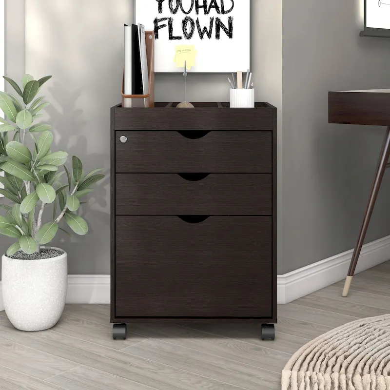 Jolene Contemporary 3-Drawer Lockable and Mobile File Cabinet by