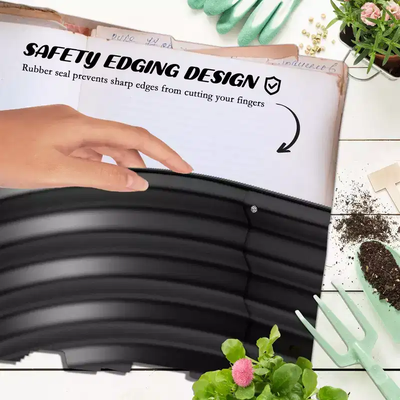 Galvanized Raised Garden Bed Kit, Metal Planter Box with Safety Edging