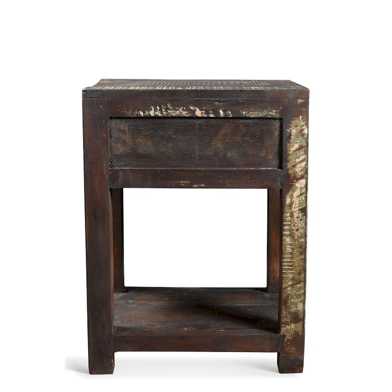 Handmade Reclaimed Wood Side Table (India)