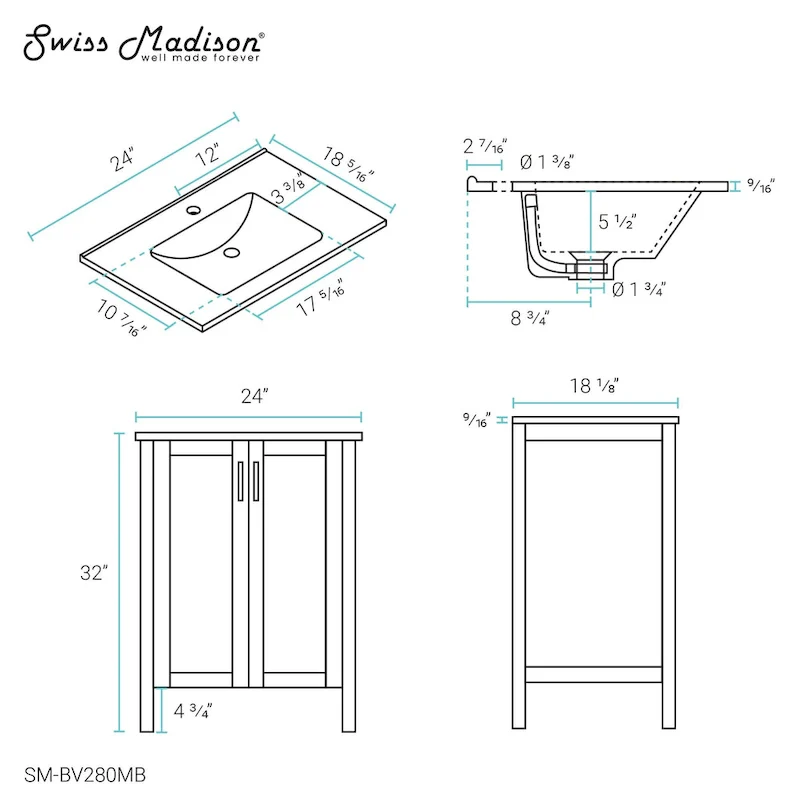 Avallon 24  Bathroom Vanity in Matte Black