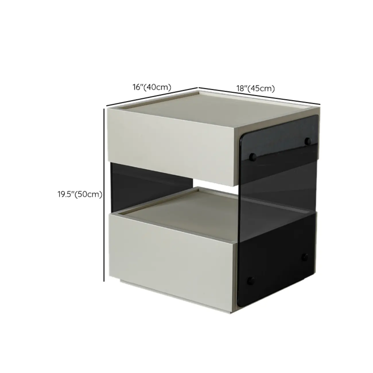 Modern Pine Wood 2 Drawer Nightstand with Lighting