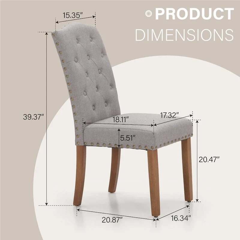 Set of 4 Upholstered Faux Leather/Fabric Dining Room Chairs with High Back and Solid Wood Legs