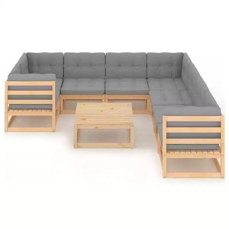 vidaXL Garden Lounge Set Natural Wood, Grey