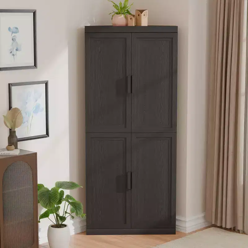 Dovelina Corner Cabinet with Adjustable Shelves Sideboard Buffet Wine Cabinet Kitchen and Dining Cabinet with Wood Doors - 31H x 31W, 36H x 31W
