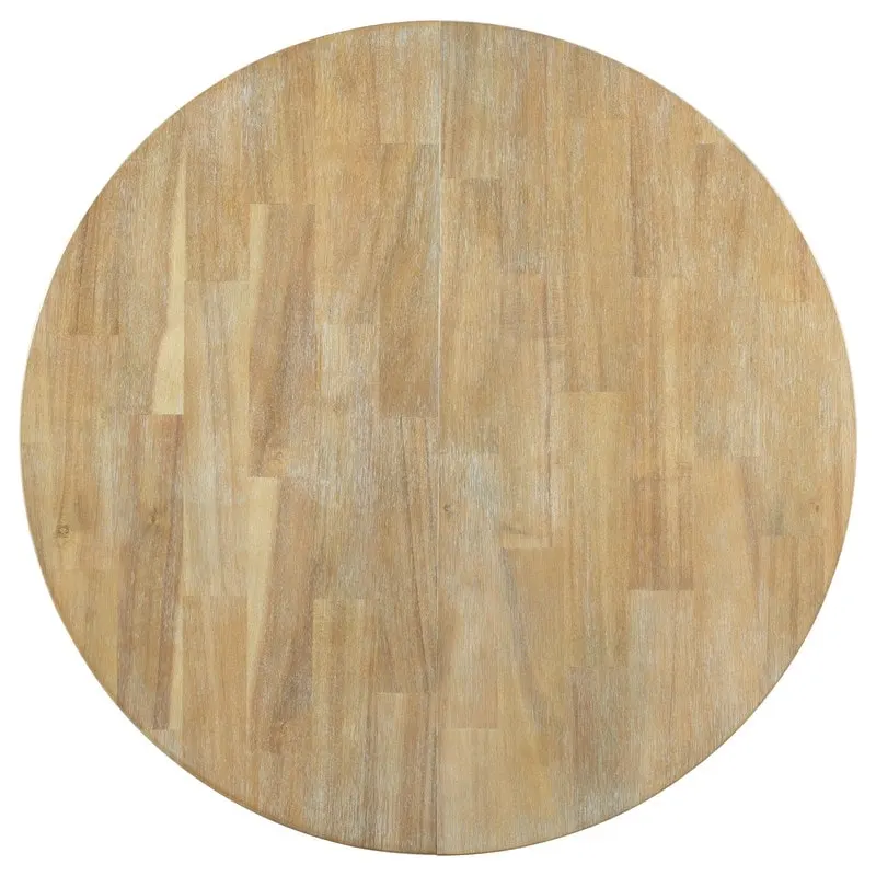 Farmhouse Round Extendable Dining Table with 16 Leaf Wood