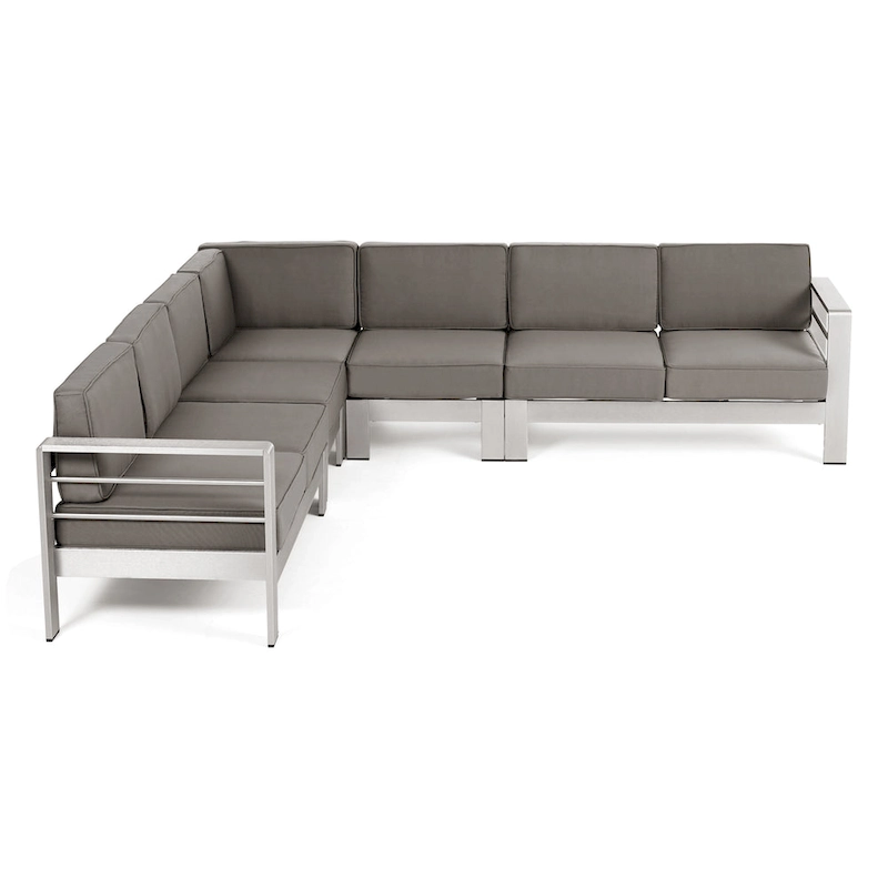 Cape Coral Outdoor 7-seat Aluminum Sectional Sofa Set by Christopher Knight Home
