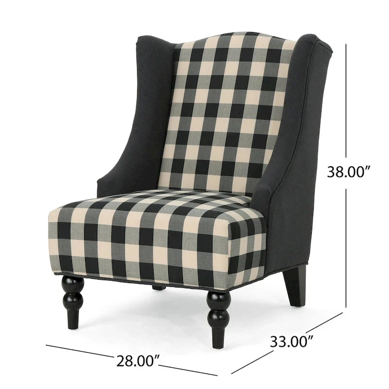 28  High-Back Upholstered Club Chair with Birch Legs