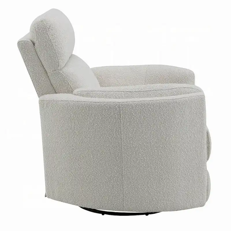 Siri Swivel Glider Recliner Chair, Plush Beige Boucle, Soft Cushioned