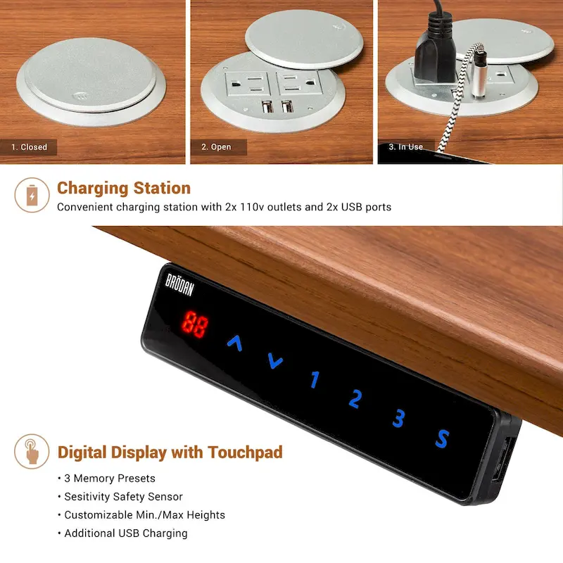 BRODAN Electric Standing Desk, Adjustable Height Office Desk, L Shape