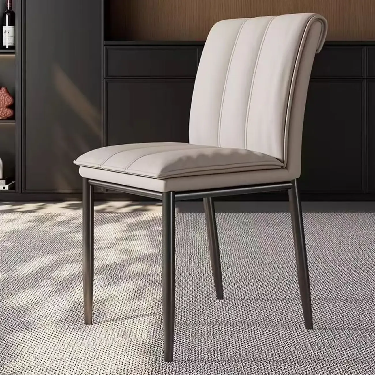 Low Back Upholstered Dining Chairs with Vertical Tufting