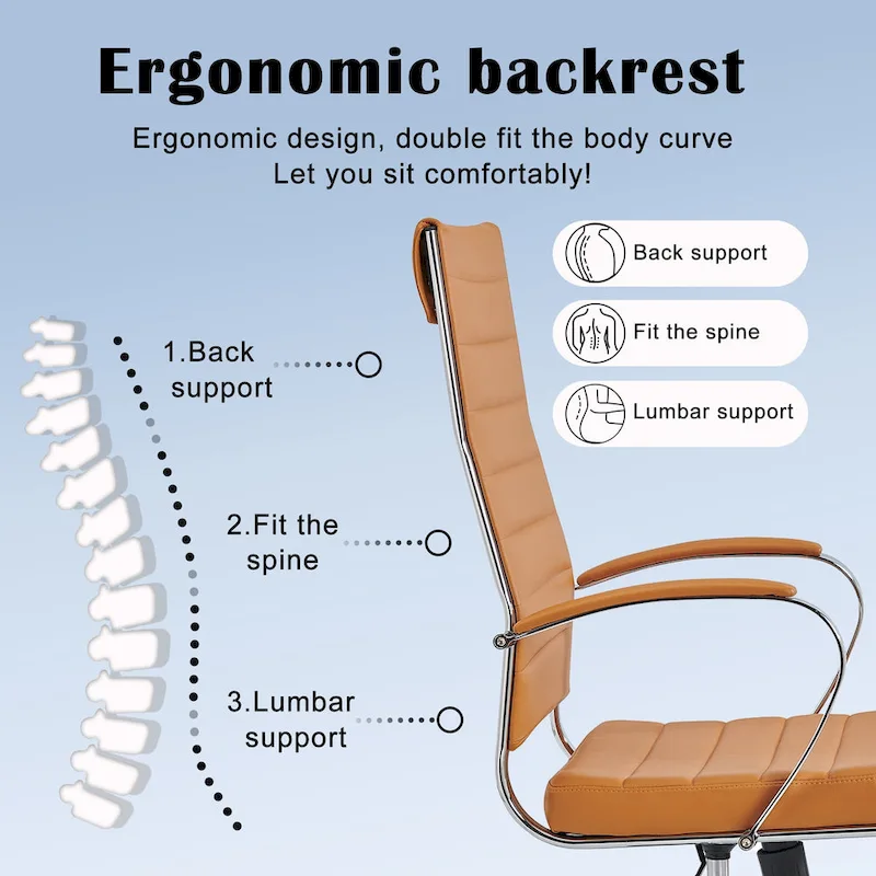 CAROCC Ribbed Computer Office Chair Adjustable Swivel High Back Desk Chair